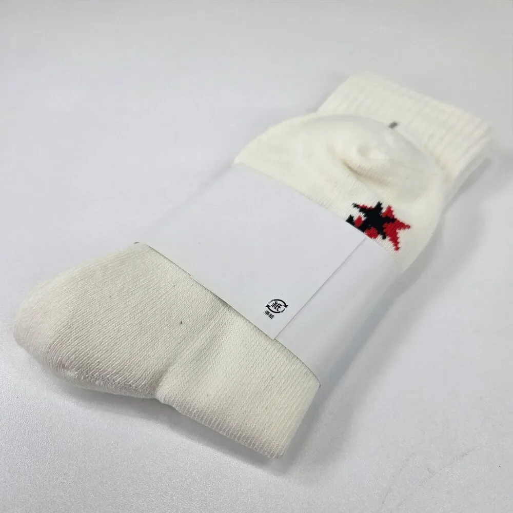 A Bathing Ape Bape BAPE Spellout Crew Socks White Black Red Brand New